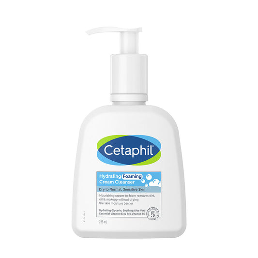 Cetaphil Hydrating Foaming Cream Cleanser 236 ml with Aloevera | | Dermat Tested